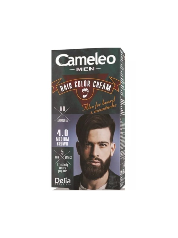 Delia Cameleo Men Farba do włosów i zarostu dla mężczyzn /4.0/ Medium Brown 30 ml