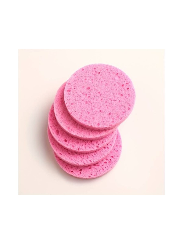 Cellulose facial cleansing sponges Pink 5 pieces