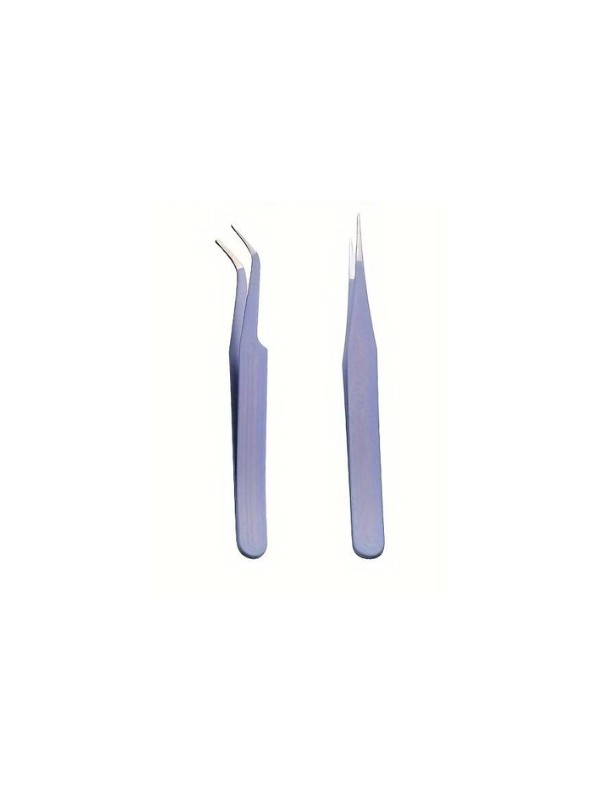 Set of 2 precision tweezers for hair removal, eyelash application, nail art Purple