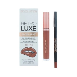 Makeup Revolution Retro Luxe Gloss Kit Zestaw do makijażu ust Truth: Błyszczyk 5,5 ml + Kredka do ust 1 g