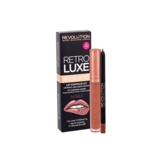 Makeup Revolution Retro Luxe Matte Kit Zestaw do makijażu ust Noble: Błyszczyk 5,5 ml + Kredka do ust 1 g