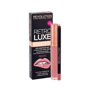 Makeup Revolution Retro Luxe Matte Kit Zestaw do makijażu ust Reign: Błyszczyk 5,5 ml + Kredka do ust 1 g