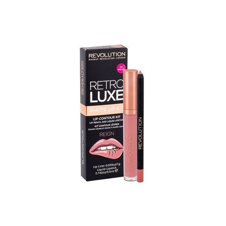 Makeup Revolution Retro Luxe Matte Kit Reign lip makeup set: Lip gloss 5 ml + Lip pencil 1 g