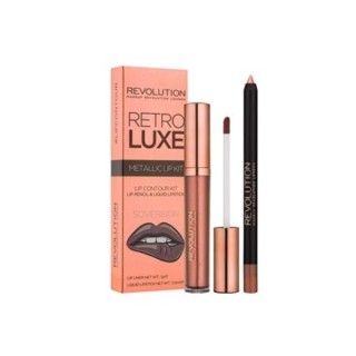 Revolution Retro Luxe Metallic Kit Sovereign lip makeup set: Lip gloss 5 ml + Lip pencil 1 g