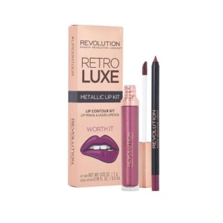 Makeup Revolution Retro Luxe Metallic Lip Kit Worth It lip makeup set: Lip gloss 5 ml + Lip pencil 1 g