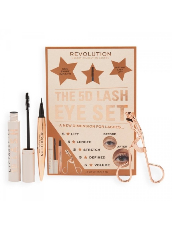 Makeup Revolution The 5D Lash Eye Set: Eyelash Curler, Mascara and Eyeliner