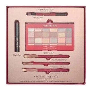 Revolution Eye Maximiser Kit Gift Set: Eyeshadow Palette, Eyeliner, Eyeshadow Primer and 3 Makeup Brushes