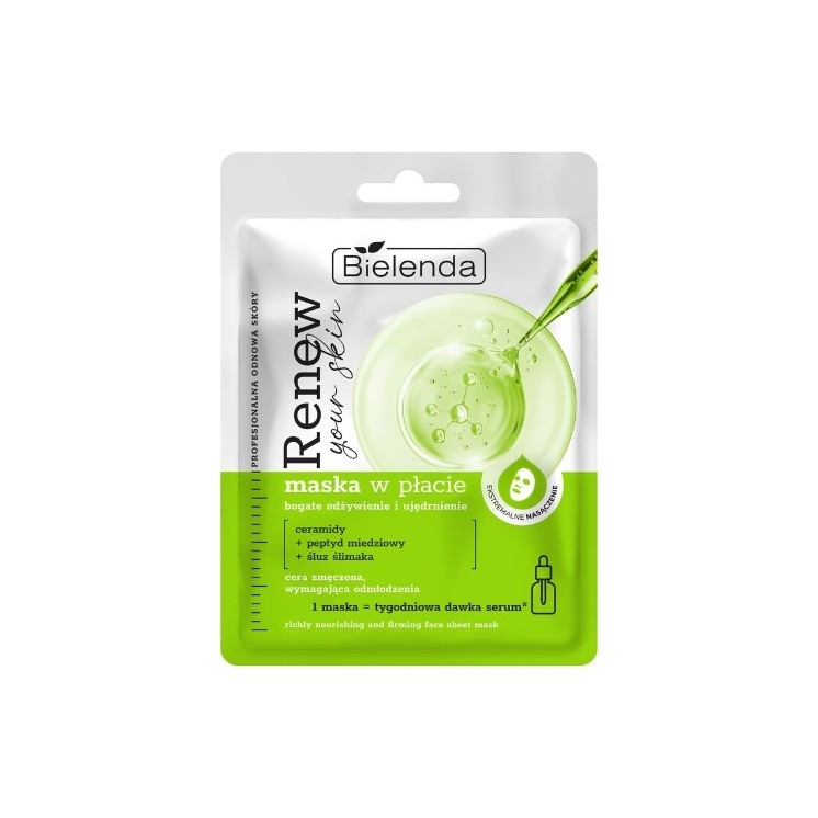 Bielenda RENEW YOUR SKIN Odżywcza maska  z ceramidami i śluzem ślimaka