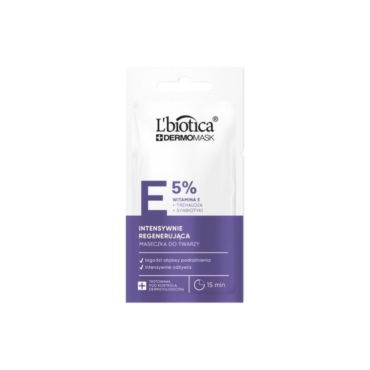 L'Biotica Dermomask intensively regenerating face mask with Vitamin E 8 ml