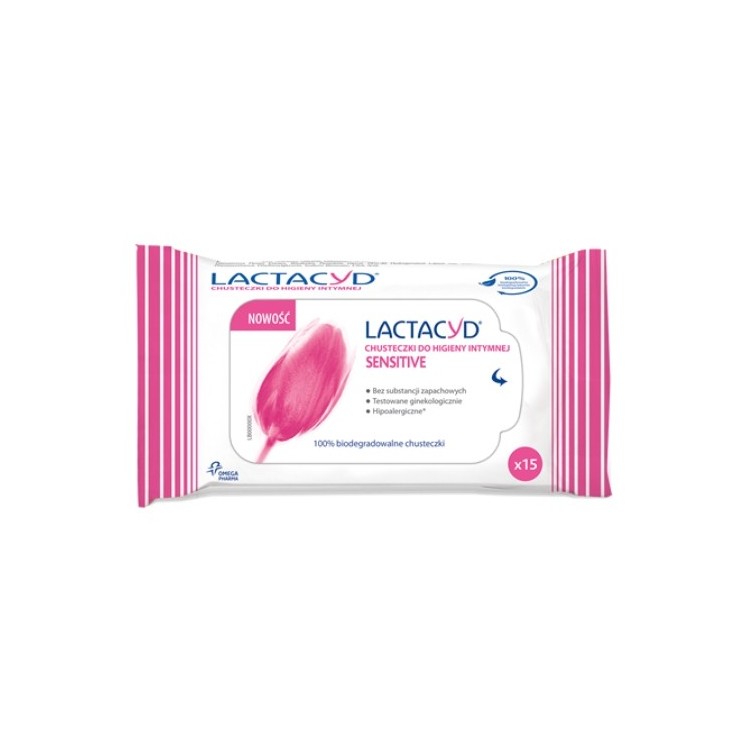 Lactacyd Sensitive Chusteczki do higieny intymnej 15 sztuk