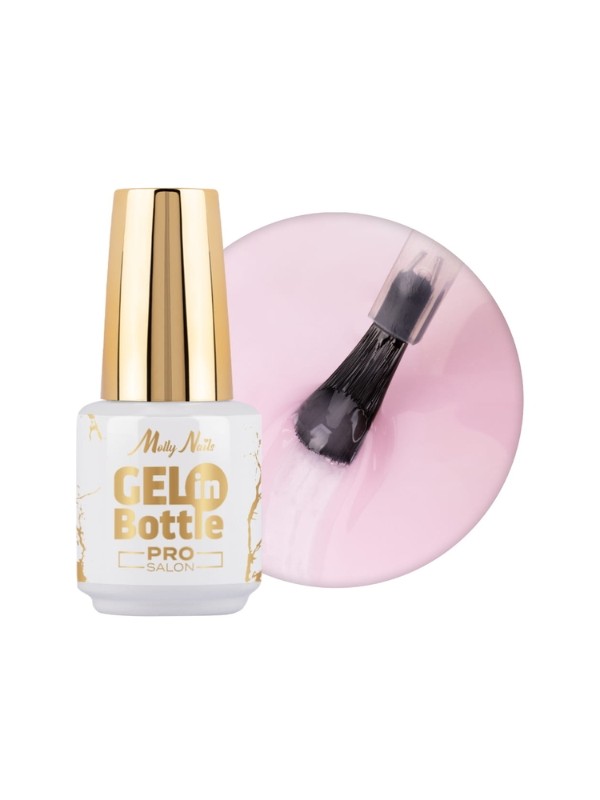 MollyLac Pro Salon Gel in bottle Nail gel in a bottle with a multifunctional brush Ice Pink 15 g