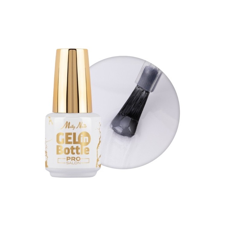 MollyLac Pro Salon Gel in bottle Żel do paznokci w butelce z pędzelkiem wielofunkcyjnym White Angel 15 g