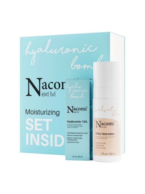 Nacomi Next Level Gift Set Moisturizing Milk Toner 100 ml + Hyaluronic Acid Serum 10% 30 ml