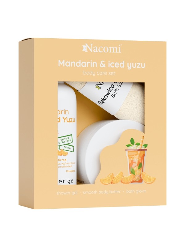 Nacomi Body Care set Mandarin and Yuzu Żel pod prysznic 300 ml + Masło do ciała 100 ml + Rękawica do kąpieli