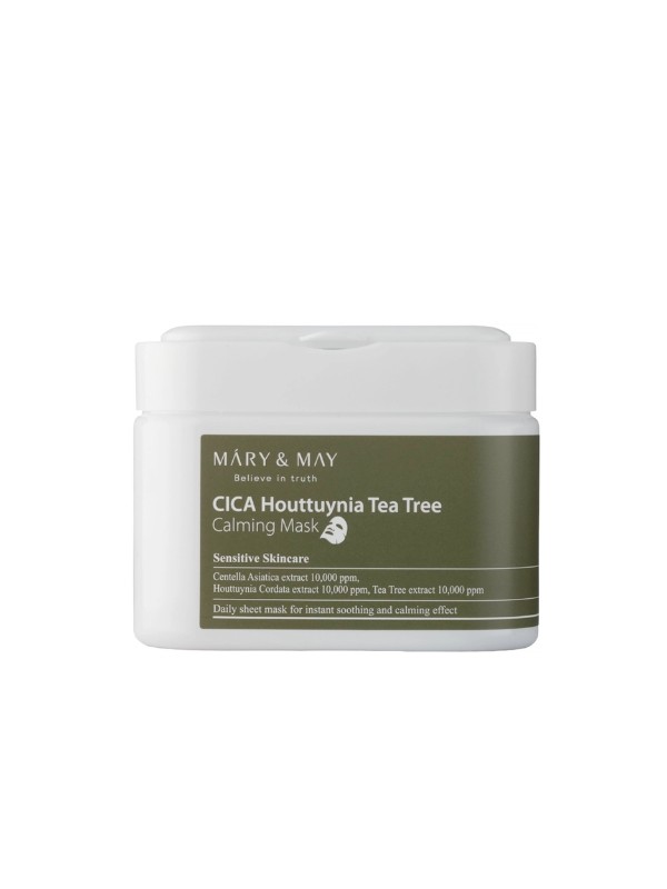 Mary&May Cica Houttuynia Tea Tree Calming Mask Zestaw Kojących Masek do Twarzy 30 sztuk