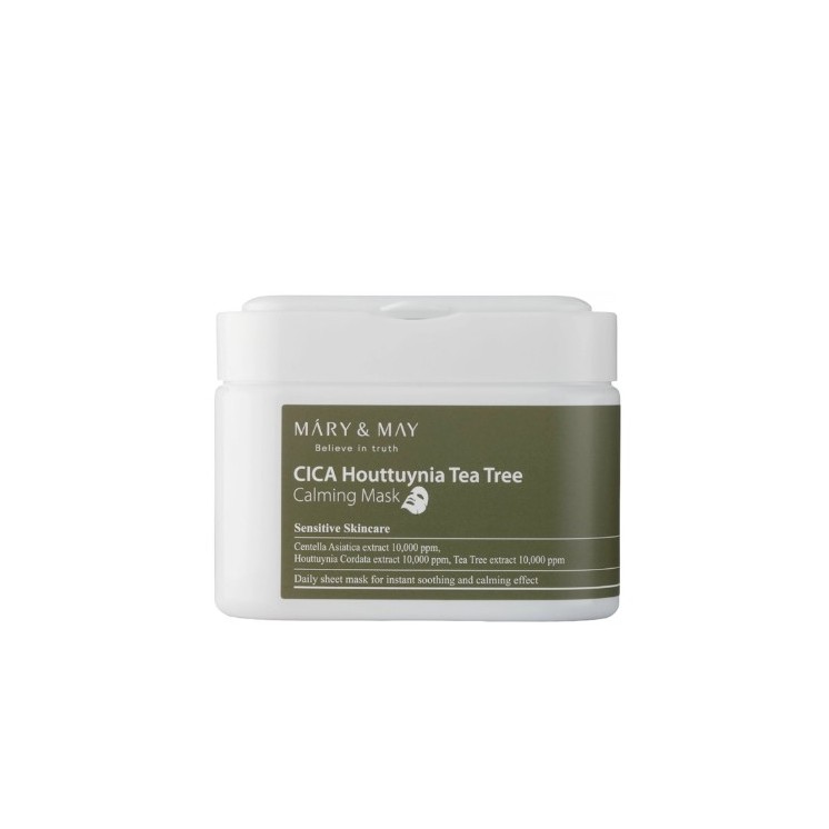 Mary&May Cica Houttuynia Tea Tree Calming Mask Zestaw Kojących Masek do Twarzy 30 sztuk