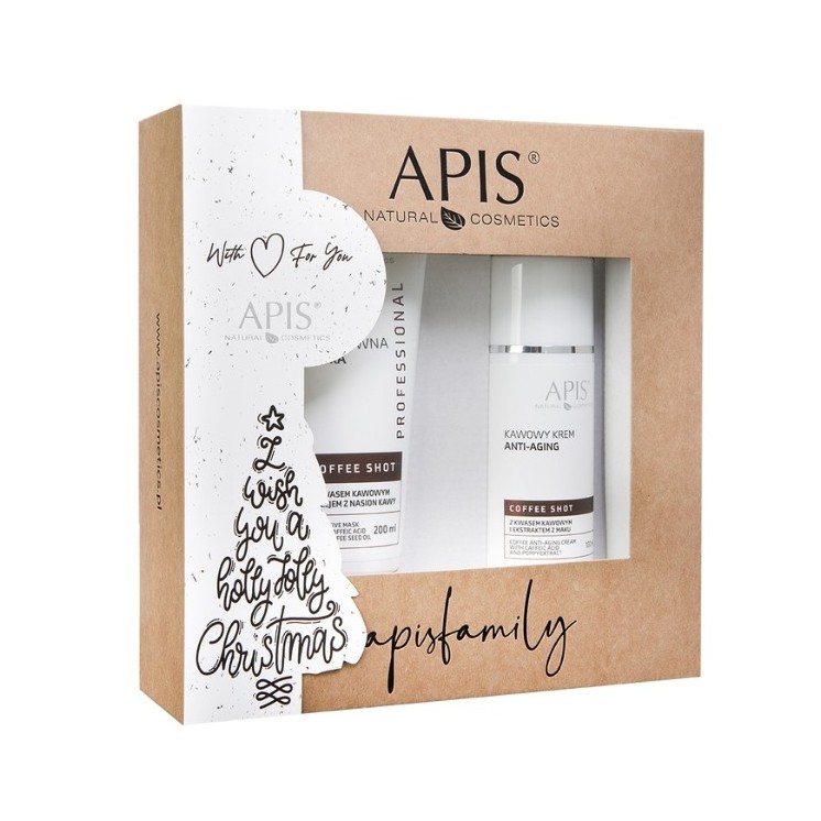 Apis Zestaw Świąteczny Coffe shot Bioaktywna maska 200 ml + Kawowy krem anti-aging 100 ml