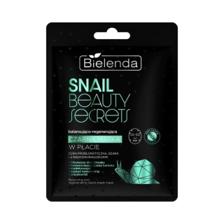 Bielenda SNAIL BEAUTY SECRETS Balancing and regenerating black sheet mask with filtered snail slime 1 piece