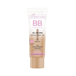 Bielenda ALL IN ONE BB CREAM skóra mieszana i tłusta odcień 02 śniady 30 ml