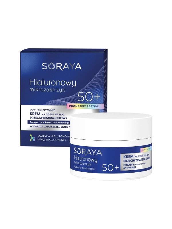 Soraya Hyaluronic micro injection Progressive anti-wrinkle cream 50+ for day and night, hyaluronic acid and nutripeptides 50