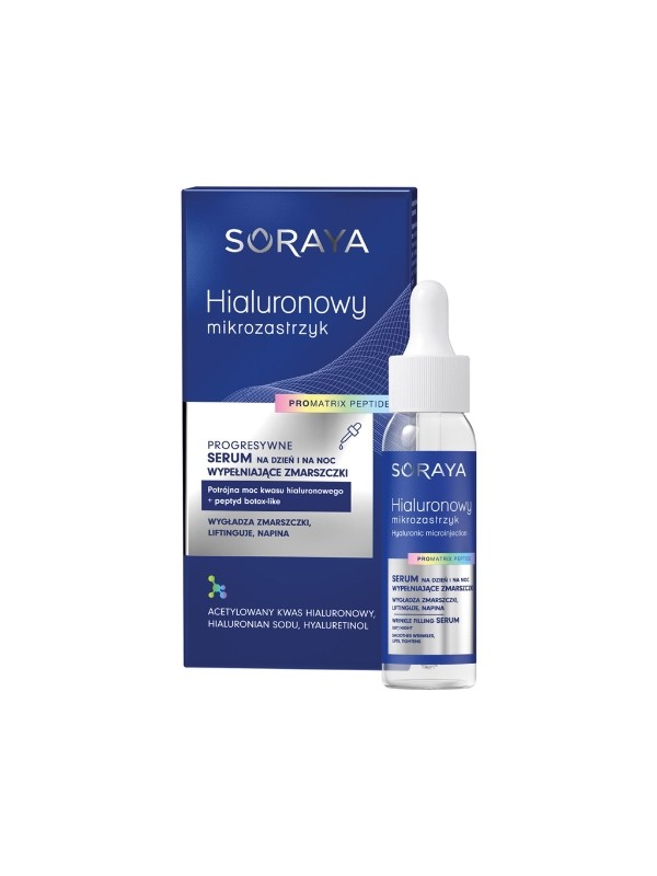 Soraya Hyaluronic micro injection Progressive wrinkle filling serum for day and night, hyaluronic acid and peptide botox -