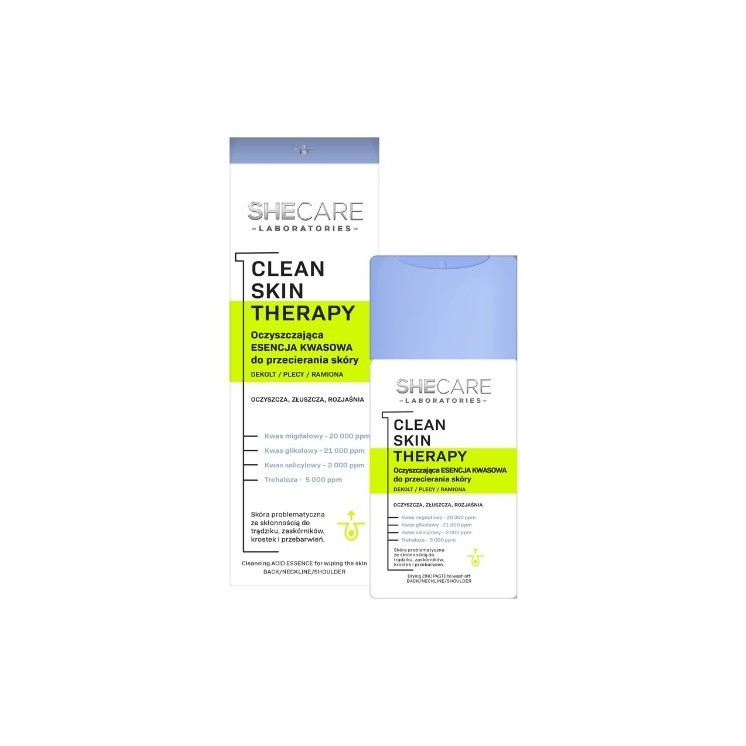 SheCare Clean Skin Therapy Oczyszczająca esencja kwasowa do przecierania skóry ciała – dekolt, plecy, ramiona 150 ml