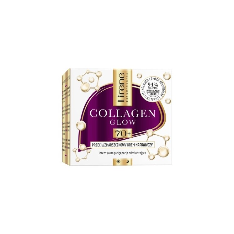 Lirene Collagen Glow 70+ Przeciwzmarszczkowy Krem Naprawczy do Twarzy 50 ml