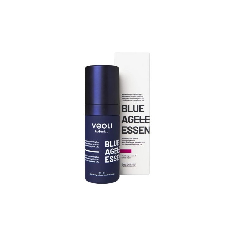 Veoli Botanica Blue Ageless Essence wypełniająco-ujędrniające Serum do twarzy z czystym peptydem miedziowym 0,5% 30 ml
