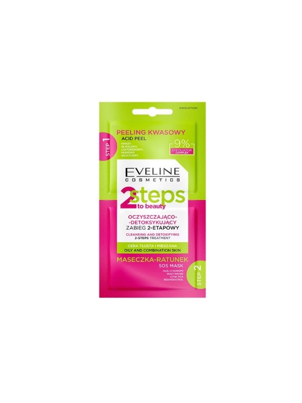 Eveline 2 Steps To Beauty Cleansing and Detoxifying 2-step Facial Treatment 2x4ml