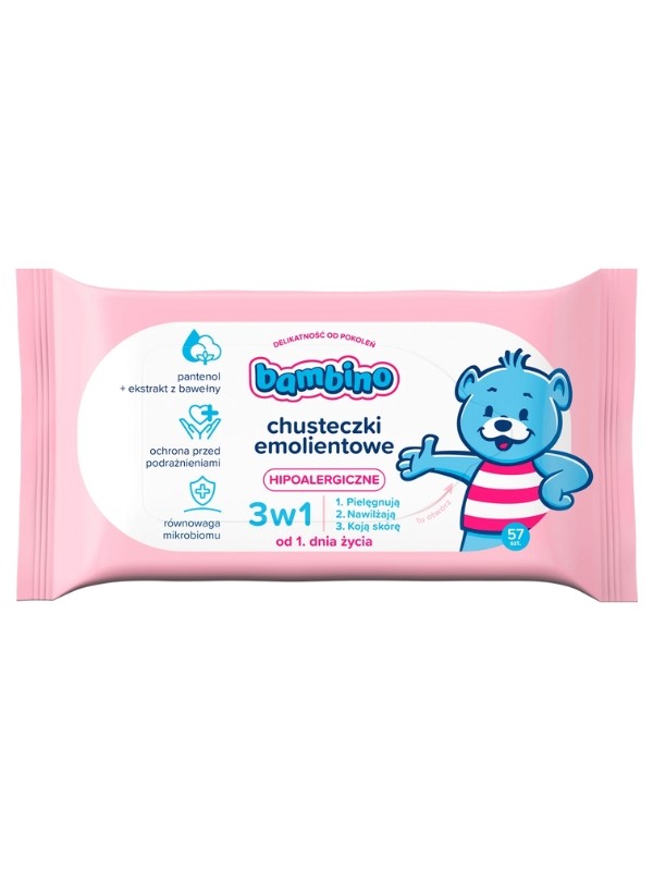 Nivea Bambino Chusteczki emolientowe 3w1 57 sztuk