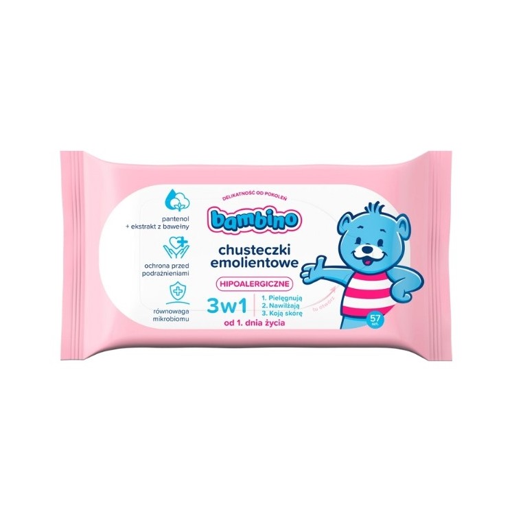 Bambino 3in1 emollient wipes 57 pieces