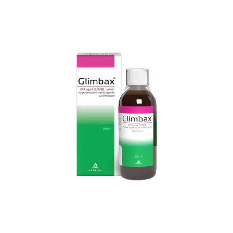 Glimbax 0.74 mg/ml mouth and throat rinse solution 200 ml