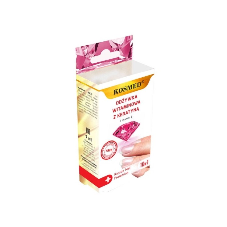Kosmed wzmacniająca Odżywka do paznokci Witaminy + Keratyna 10w1 10 ml
