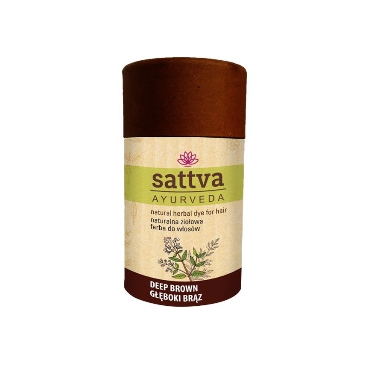 Sattva Ayurveda Naturalna ziołowa Farba do włosów Głęboki Brąz 150 g