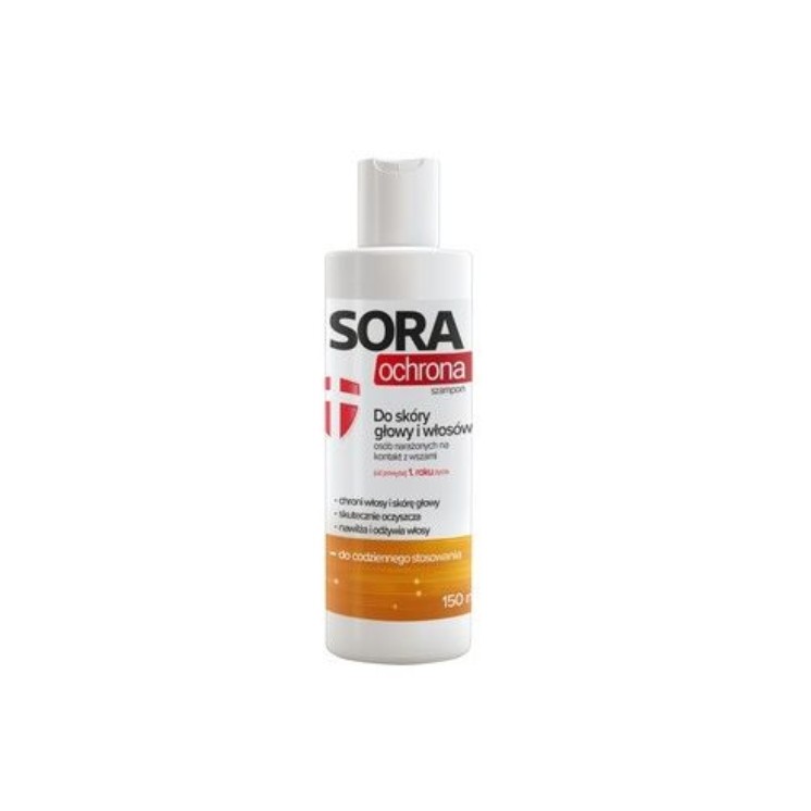 SORA Ochrona Szampon do skóry głowy i włosów osób narażonych na kontakt z wszami 150 ml