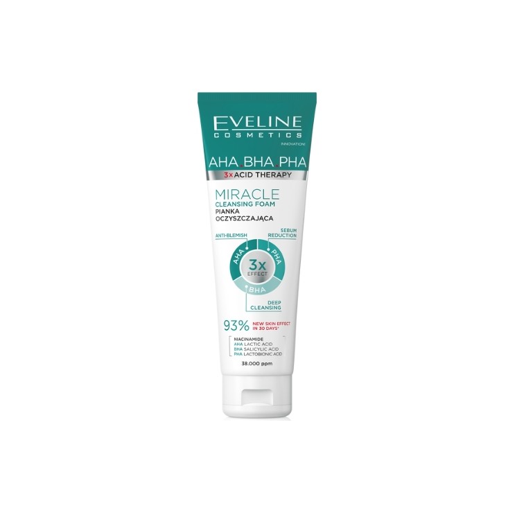 Eveline 3xAcid AHA BHA PHA Miracle Facial Cleansing Foam 140 ml