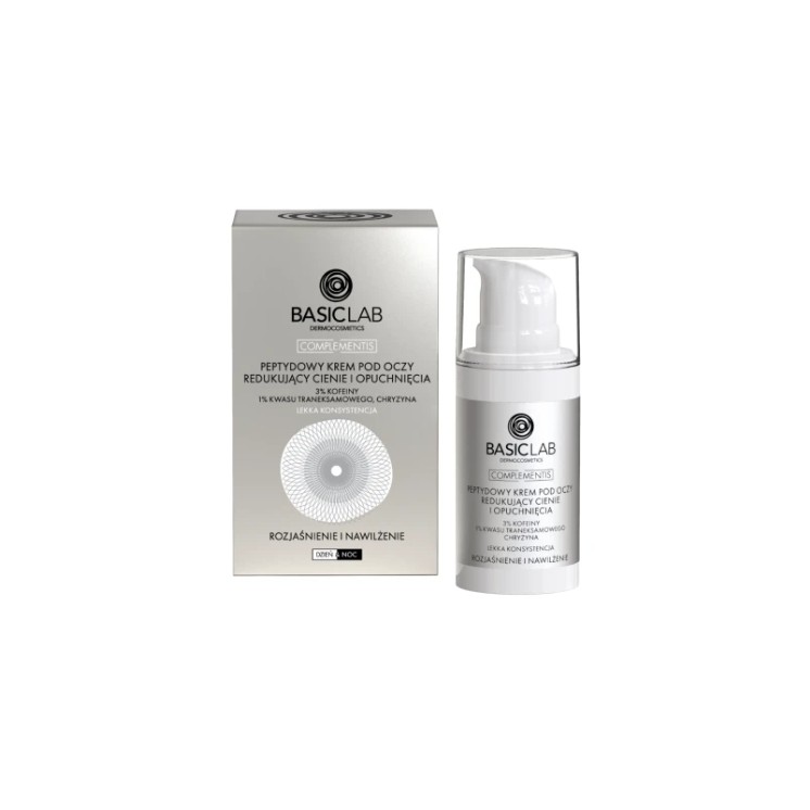 BasicLab Complementis Peptide Eye Cream for Dark Circles and Puffiness, Light Texture, 15 ml