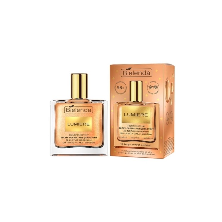 Bielenda Lumiere multifunctional dry care oil for face, body and hair with gold particles 50 ml