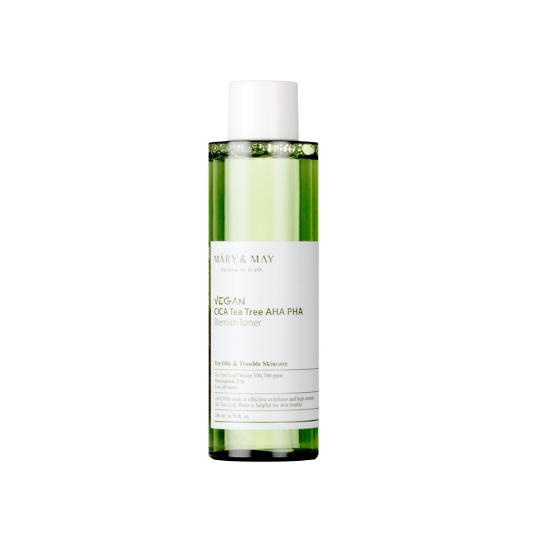 Mary&May Vegan CICA Tea Tree AHA PHA Vegan Toner Acid Toner 200 ml Mary&May Vegan CICA Tea Tree AHA PHA Vegan Toner Acid Toner 200 ml