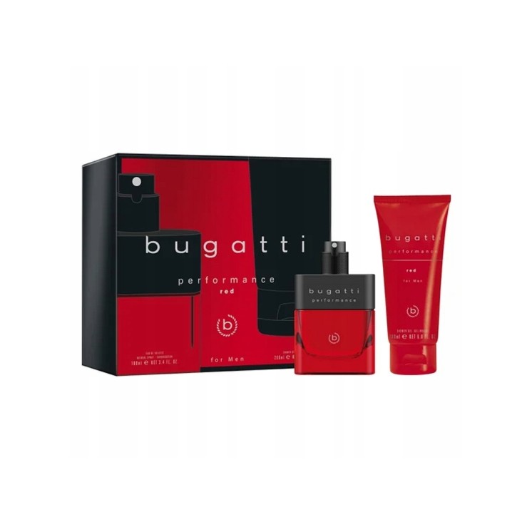 Bugatti Zestaw prezentowy: Woda toaletowa dla mężczyzn 100 ml + Żel pod prysznic 200 ml Performance Red 