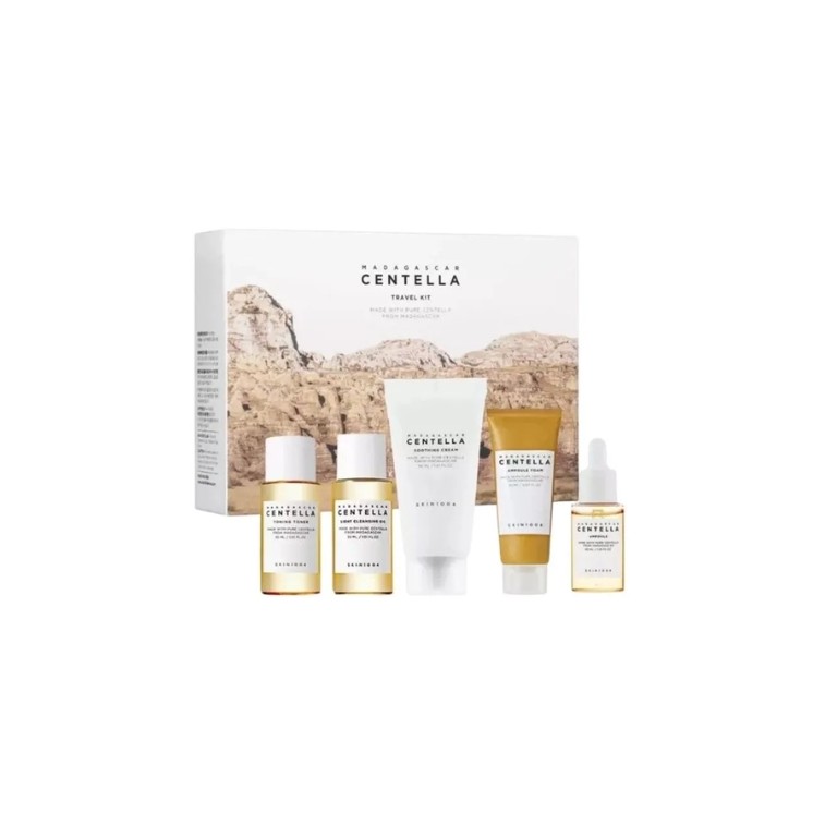 skin1004 madagascar centella travel kit: oil + foam + toner + serum + cream