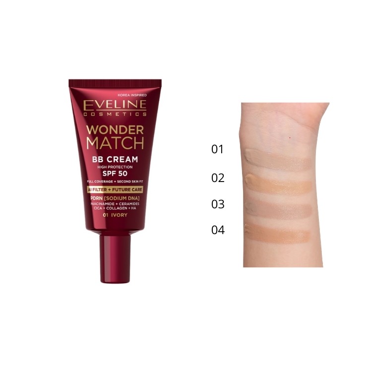 Eveline Wonder Match BB Cream with SPF50 /02/ Vanilla 30 ml