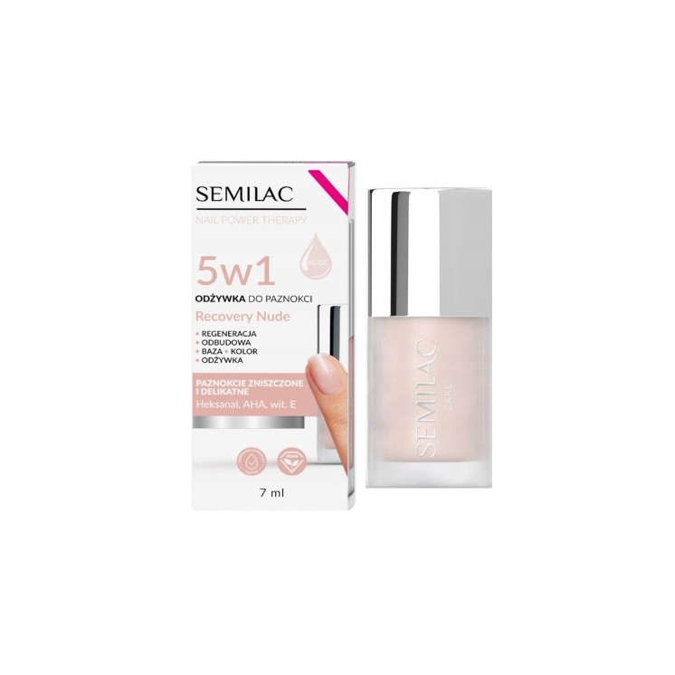 Semilac Nail Power Therapy 5w1 Odżywka do paznokci zniszczonych i delikatnych Recovery Nude 7 ml