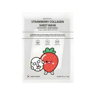 BonnyHill Strawberry Collagen Sheet Mask revitalizing and moisturizing face mask in sheet 1 piece