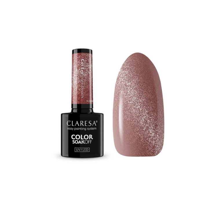 Claresa Nude Glow Cat Eye Lakier hybrydowy do paznokci /Light Peach/ 5 g