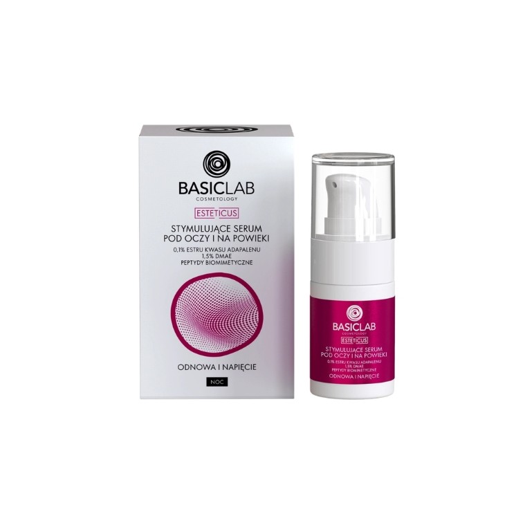 BasicLab Esteticus stymulujące Serum pod oczy i na powieki 0,1% estru kwasu adapalenu na noc 15 ml